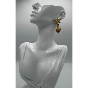 Mayamar Starfish Seashell Earrings Women OS Gold Nautical Drop MSRP $102 Beach